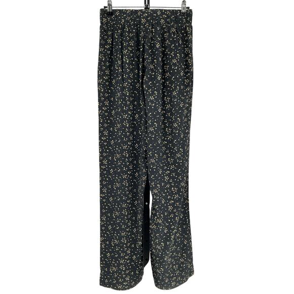 Ganni Floral Print Straight Black Viscose Leg Pants Size 36 - Picture 3 of 4